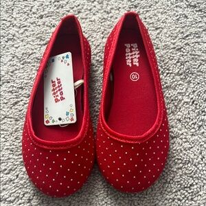 Red and White Dress Shoes with Sparkly Embellishments